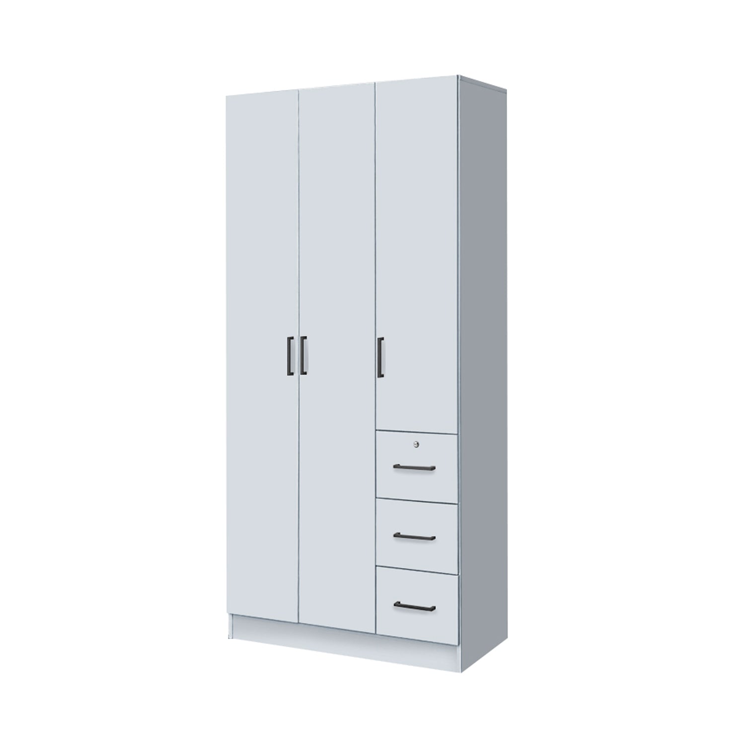 Serin Series 3 Door Soft Closing Wardrobe Fully Laminated Back Panel in 6 Colours