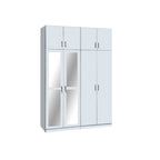 Merel 4-Doors Wardrobe with Internal Drawers and Top Cabinet in 3 Colours