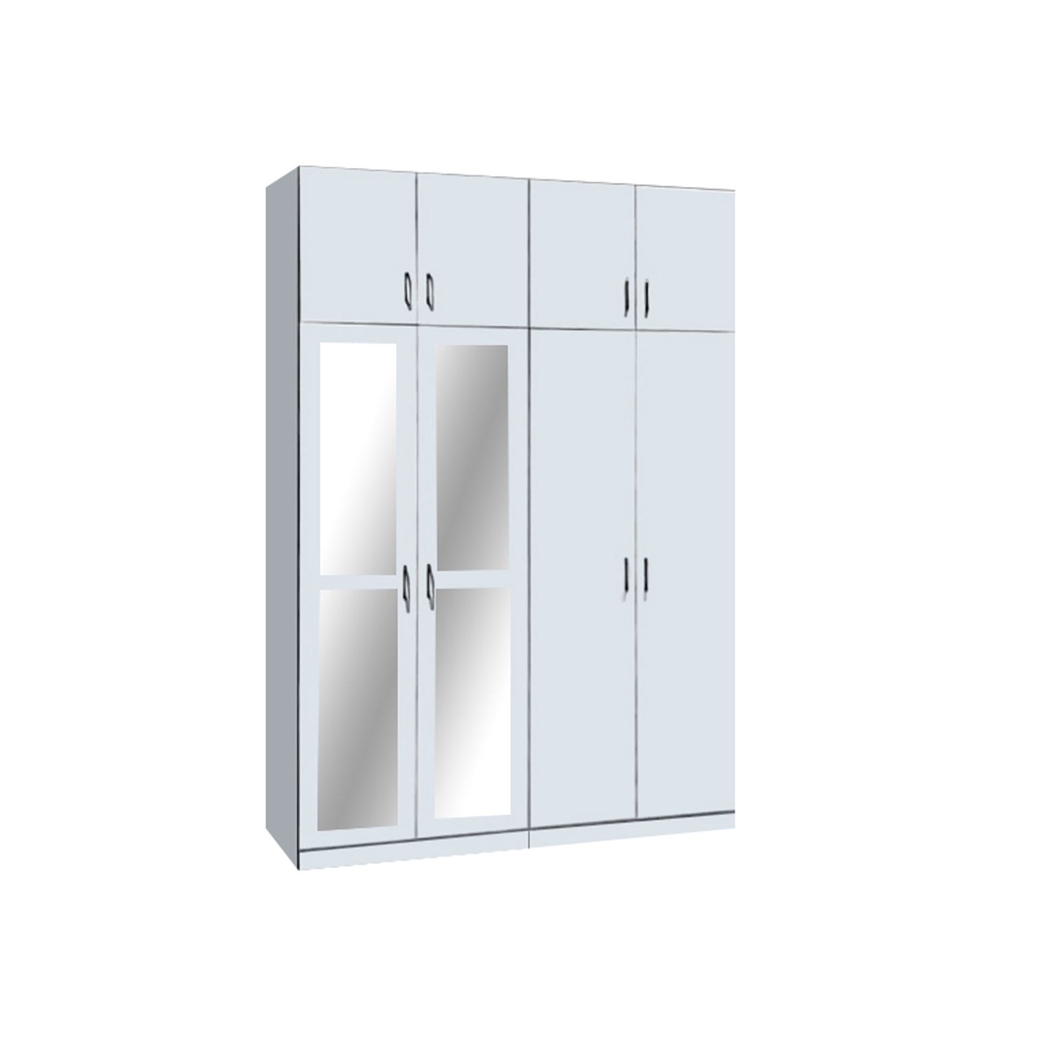 Merel 4-Doors Wardrobe with Internal Drawers and Top Cabinet in 3 Colours