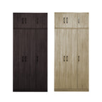 Munich Series 3-Door Soft Closing Wardrobe with Top Cabinet - w/ Mirror Add-On in 3 Colours