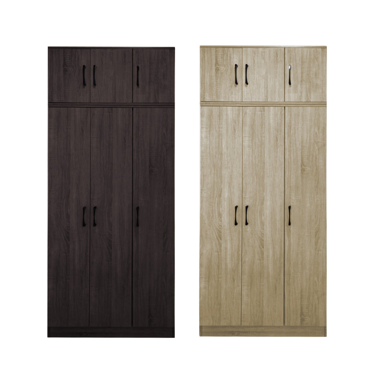 Munich Series 3-Door Soft Closing Wardrobe with Top Cabinet - w/ Mirror Add-On in 3 Colours