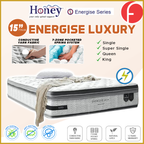 Honey Energise Luxury 15" Anti-Static 7-Zone Pocket Spring Mattress w/ FREE PILLOW - All Sizes