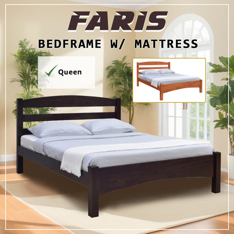 Image of Faris Queen Solid Rubberwood Bed Frame w/ Underbed Space - With Mattress Option