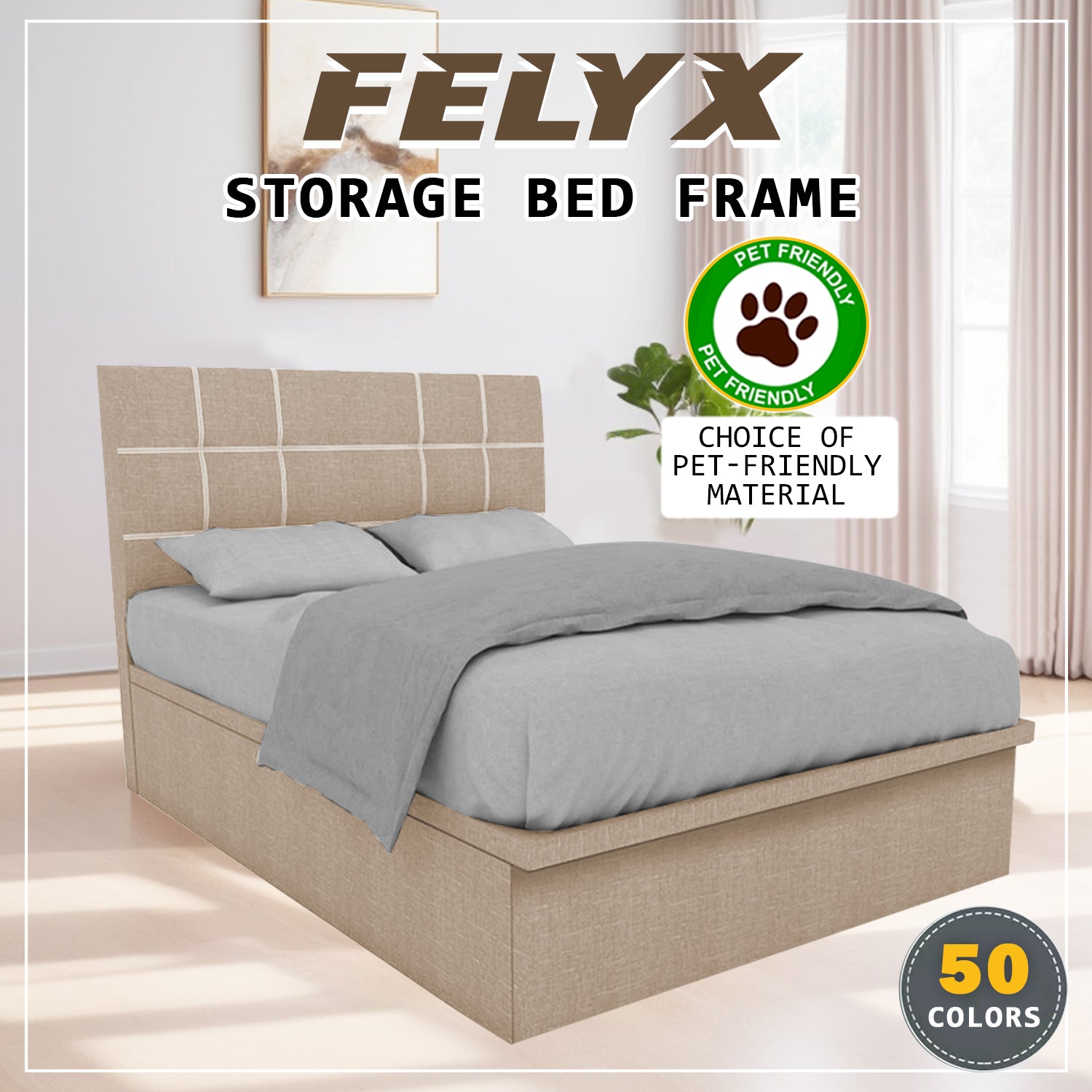 Felyx 16" Depth Storage Bedframe w/ Mattress and PetFriendly Option - All Sizes