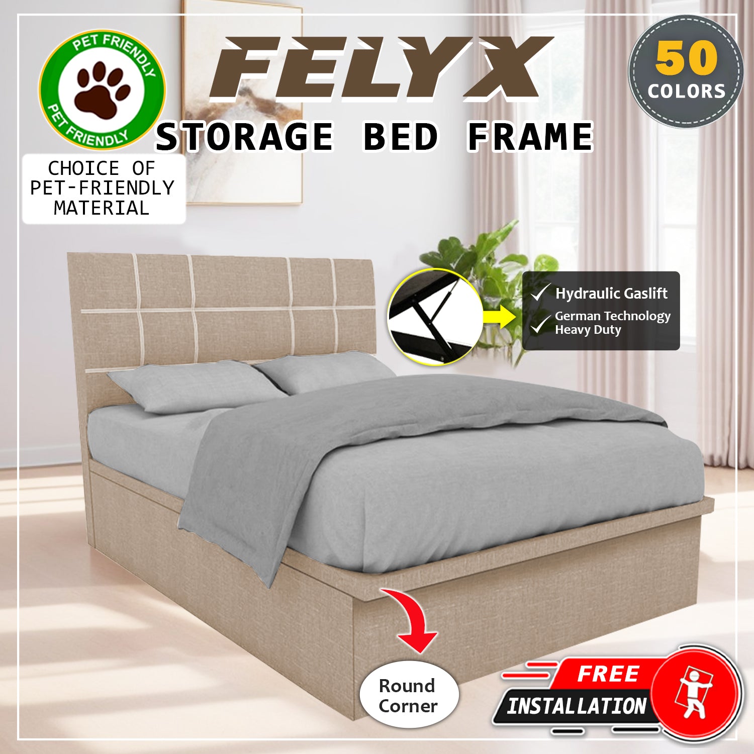 Felyx 16" Depth Storage Bedframe w/ Mattress and PetFriendly Option - All Sizes