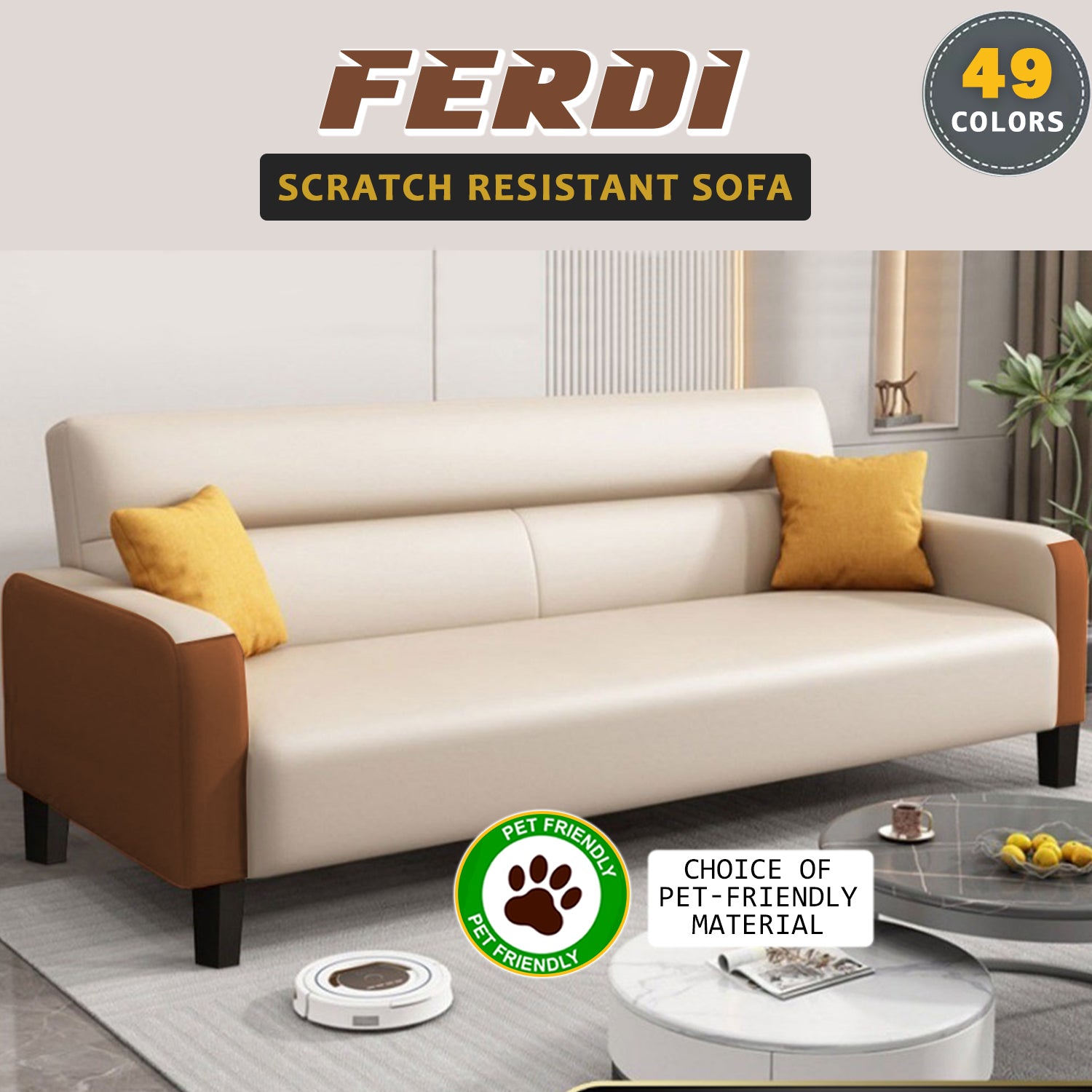 Ferdi 2-Seater/3-Seater Sofa - w/ PetFriendly Scratch-Resistant Option