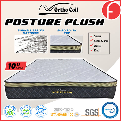 Image of Orthocoil 10" Posture Plush Euro Top Mattress Bonnell Spring Mattress - All Size