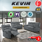 Kevin Recliner Sofa in 34 Colour - w/ PetFriendly Fabric/Leather