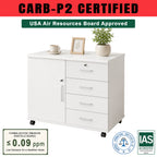 KIERA MOBILE MULTI PURPOSE CABINET w/ Drawers CARB-P2 Low Formaldehyde Board