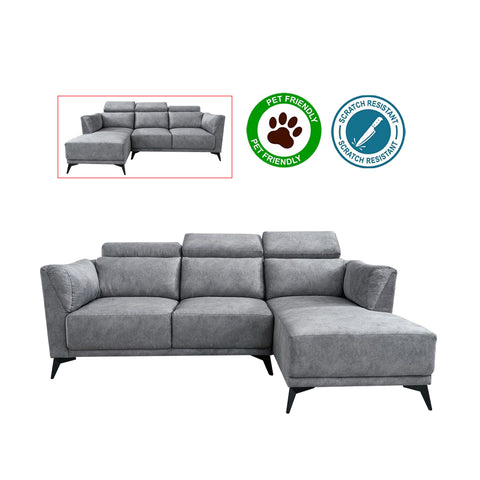 Image of Edriel 2/3-Seater L-Shaped Sofa Scratch-Proof Upholstered Pet-Friendly in 50 Colors