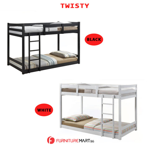 Image of GUB Twisty Double Decker Solid Wood Structure Simple Design Budget Kid Bunk Bed Standard Single Suitable Small Space