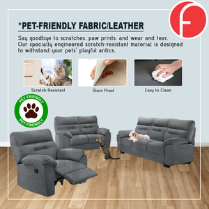 Kevin Recliner Sofa in 34 Colour - w/ PetFriendly Fabric/Leather