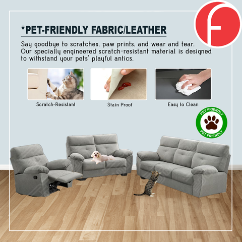 Image of Sandy 1/2/3 Recliner Seater Sofa in 34 Colour - w/ PetFriendly Fabric/Leather