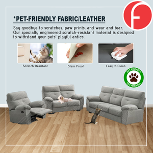 Sandy 1/2/3 Recliner Seater Sofa in 34 Colour - w/ PetFriendly Fabric/Leather