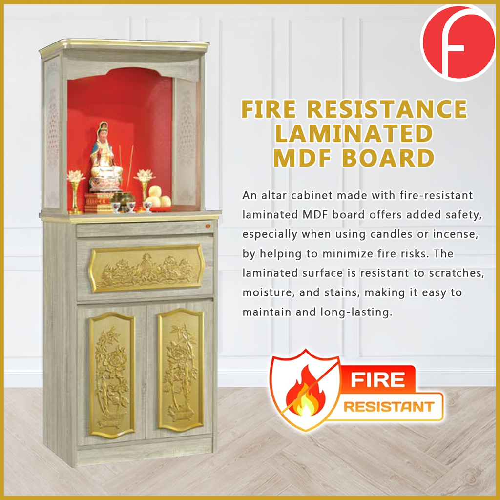 Whitney Oriental Altar Table with Top Altar Cabinet Fire Resistant Altar Cabinet