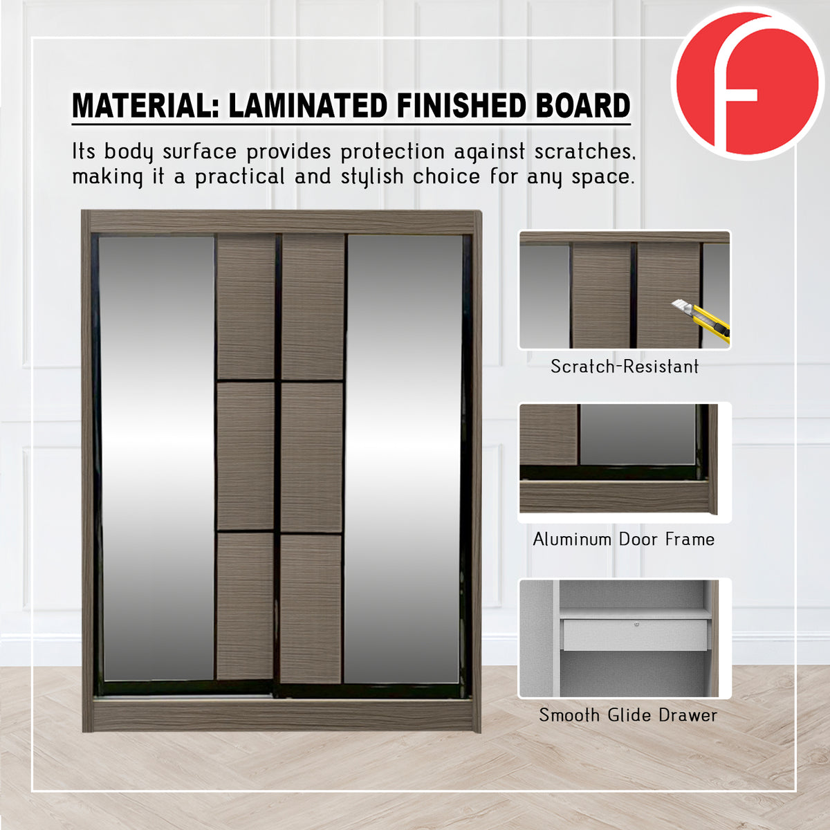 Sabita Series 5ft Sliding Wardrobe Scratch Resistant in 11 Designs