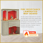 Gideon Oriental Altar Table with Top Altar Cabinet Fire Resistant Altar Cabinet