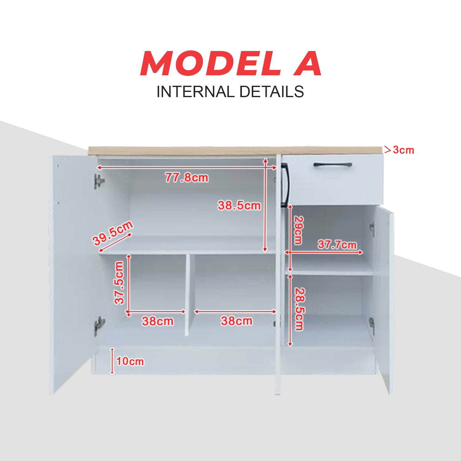 Kiriko Series 1 Low Kitchen Cabinet In White Colour