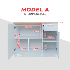 Kiriko Series 1 Low Kitchen Cabinet In White Colour