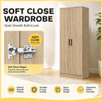 Percy Premium 2 Feet 2 Doors Wardrobe CARB-P2 Certified Laminated Back Panel - Free Install