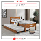 Margy Single Size Solid Rubberwood Bed Frame Flat Plywood Base with Pull-out Bed w/ Mattress Option