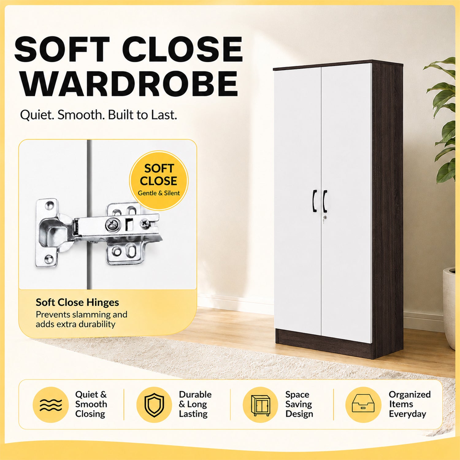 Rome CARB-P2 Certified Board 1-5 Doors Tall Wardrobe with Drawers and Top Cabinet