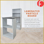 Elias Study Computer Office Table with Shelves Cabinet in 4 Colours