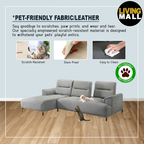 Billy Push Back L-Shaped Sofa in 47 Colour - w/ PetFriendly Fabric/Leather