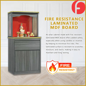 Adriel Oriental Altar Table with Top Altar Cabinet Fire Resistant Altar Cabinet