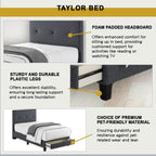 Taylor Twin Bed Frame with Drawer / Side Table  - PetFriendly Scratch-Resistant