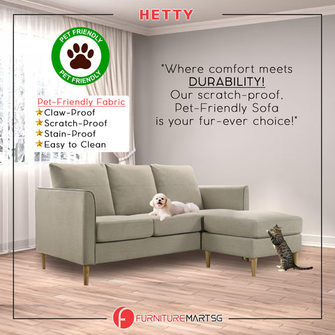 Image of Hetty 3-Seater / 4-Seater Sofa with Stool in Pet-Friendly Fabric 16 Colours