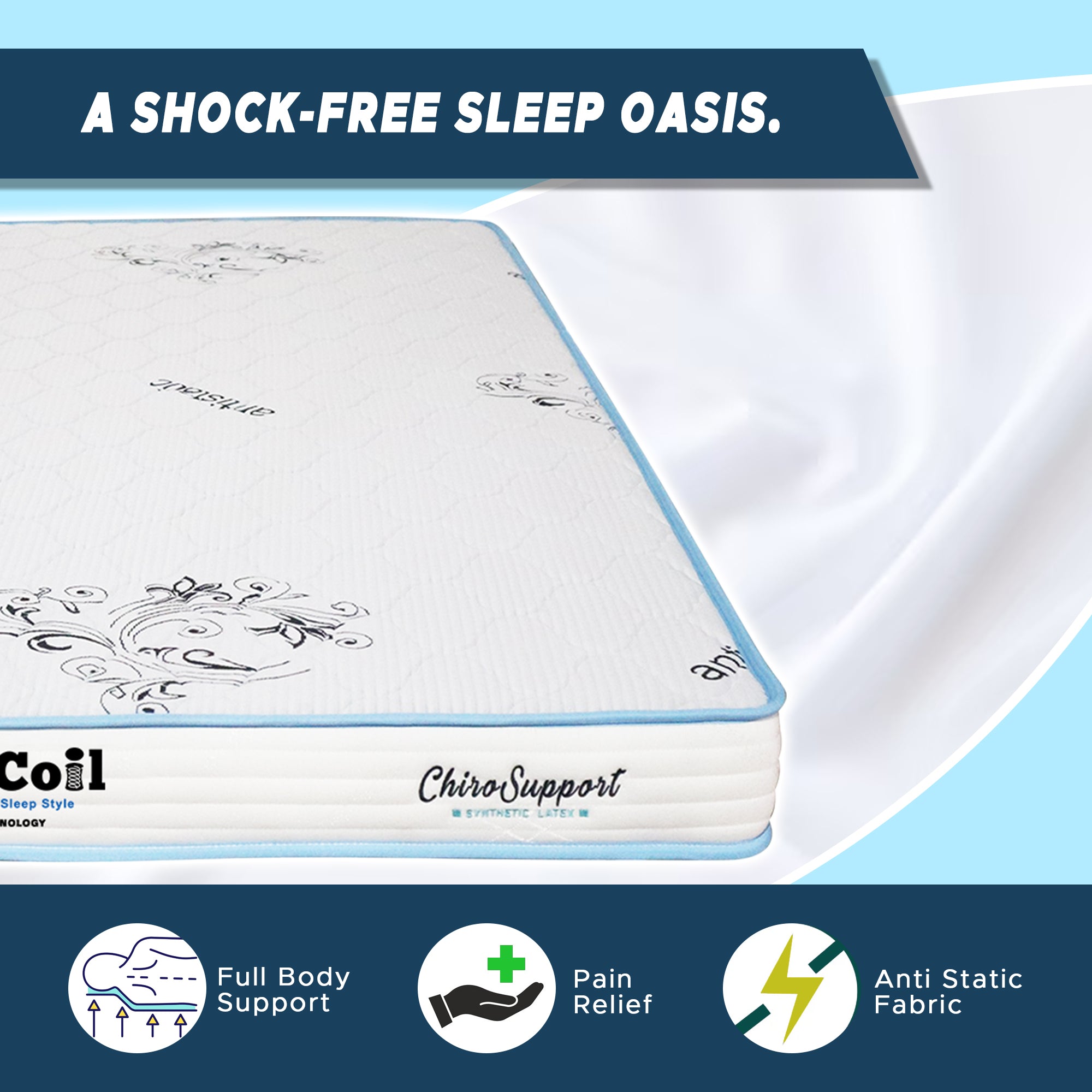 ORTHOCOIL CHIRO SUPPORT 6" Mattress - Full Synthetic Latex w/ Anti-Static Fabric