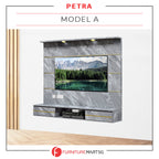 Petra Series Wall Mount TV Console Marble Finish with Light and Built-in Socket in 3 Models