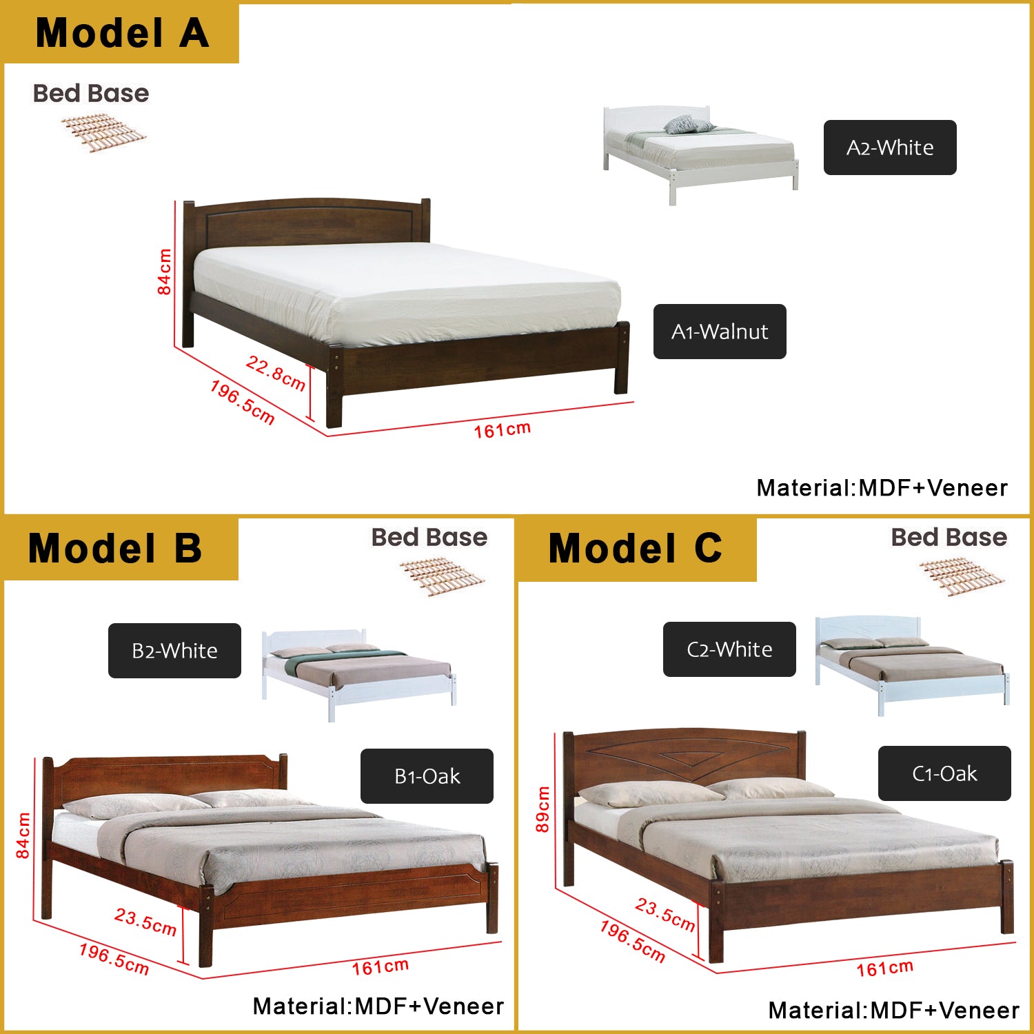 Britton Wooden Bedframe Collection Solid Wood - Queen Size with Mattress Option