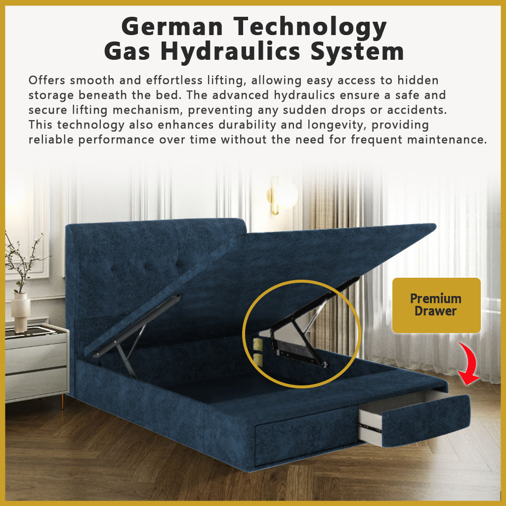 Qahir 14" Depth Storage Bedframe w/ Drawer PetFriendly - With Mattress All Sizes