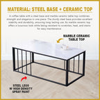 Ozias Center Coffee Table Heat Resistant Glossy Ceramic Top with Steel Legs