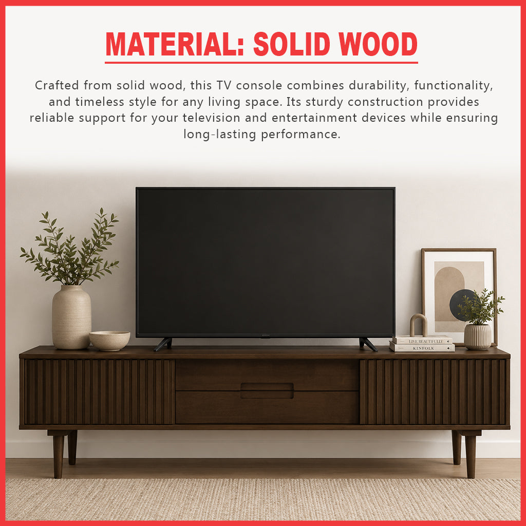 VENTI TV Console Cabinet Made with Solid Wood with Drawers & Compartment - 2 Colours