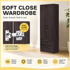 Munich Series CARB-P2 Certified Board 2-Door Shelf Wardrobe Soft Closing with TOP Cabinet Add On in 3 Colours