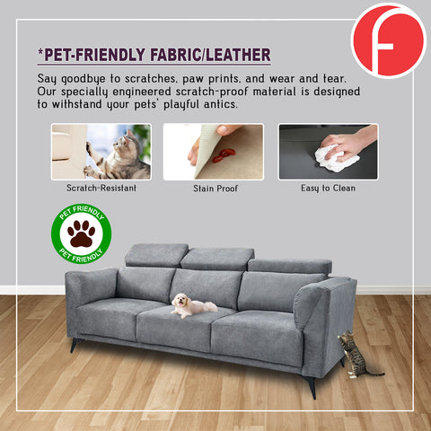 Image of Edriel 2/3-Seater L-Shaped Sofa Scratch-Proof Upholstered Pet-Friendly in 50 Colors