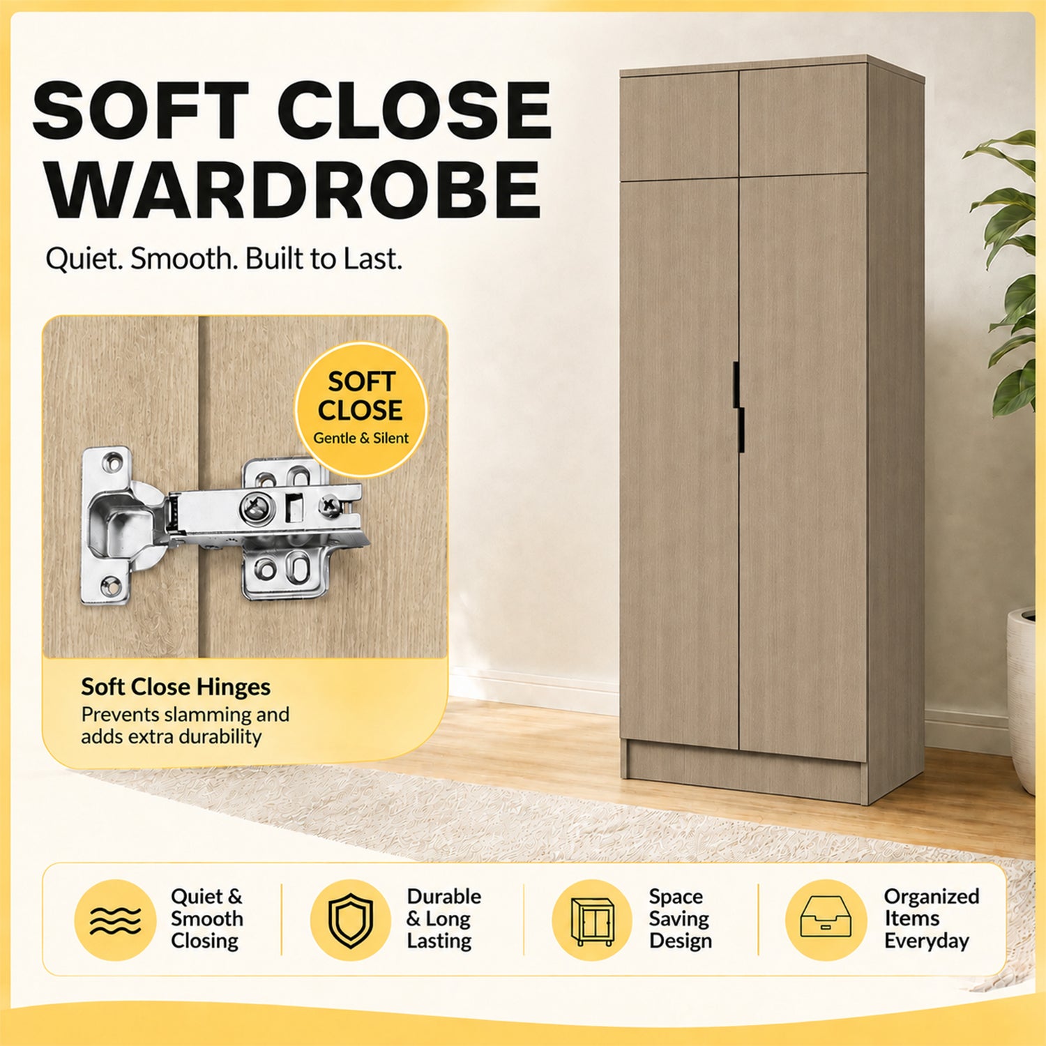 Lacey Series 3 CARB-P2 Certified Board Customizable Modular Wardrobe up to 10-Door in Grey Colour