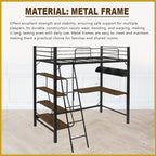 Frances A Single Metal Loft Bed Frame with Built-in Table and Shelves - w/ Mattress Option