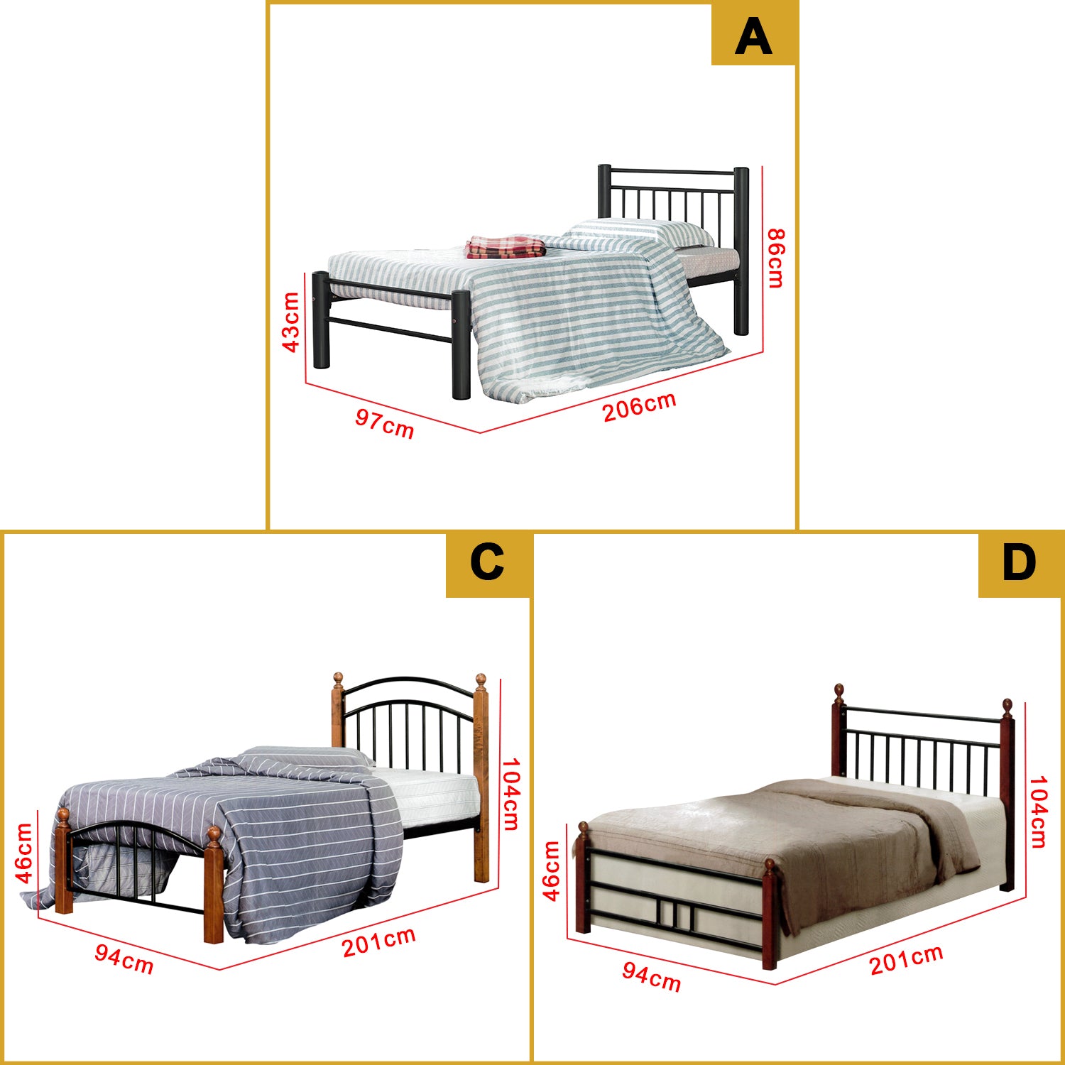 Omara Series Metal/Wood Bed Frame with Double Decker Collection