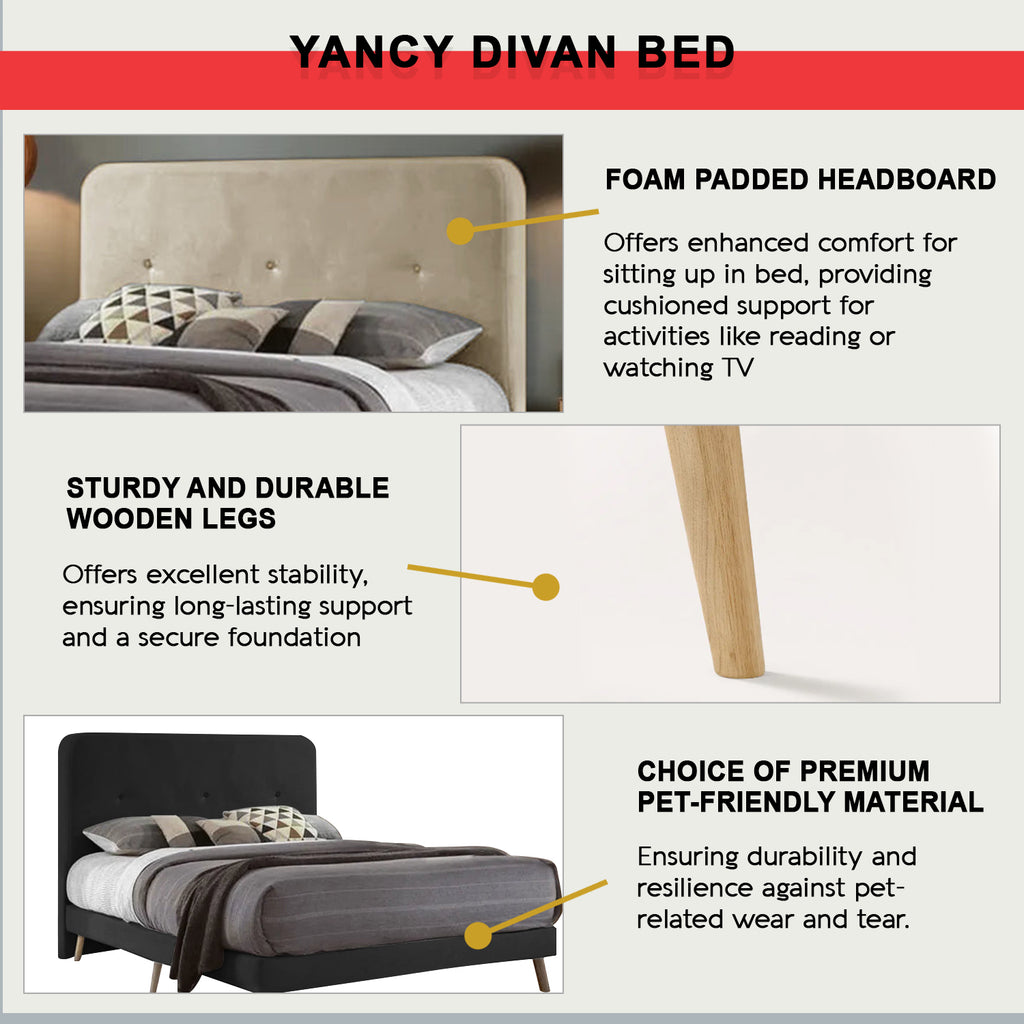 Diomire Yancy Divan Bed Frame w/ Mattress - PetFriendly Scratch-Resistant -All Sizes