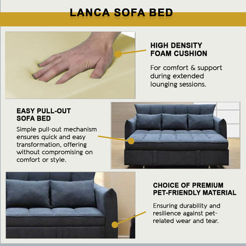 Image of Lanca 3-Seater Sofa Bed High Density Comfortable with PetFriendly Options in 20 Colours