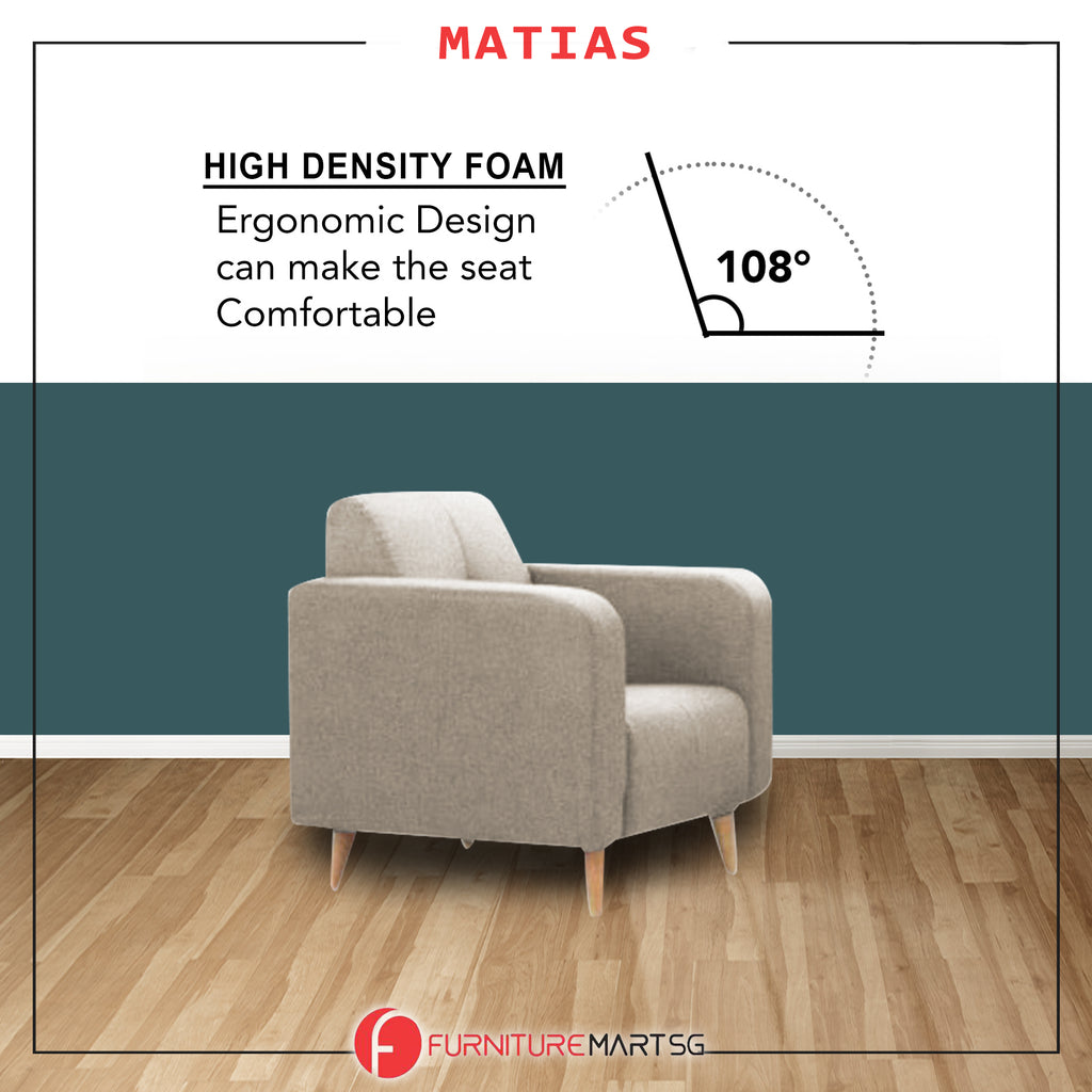 Matias 1/2/3-Seater Sofa with Stool High Density Foam w/ PetFriendly Options