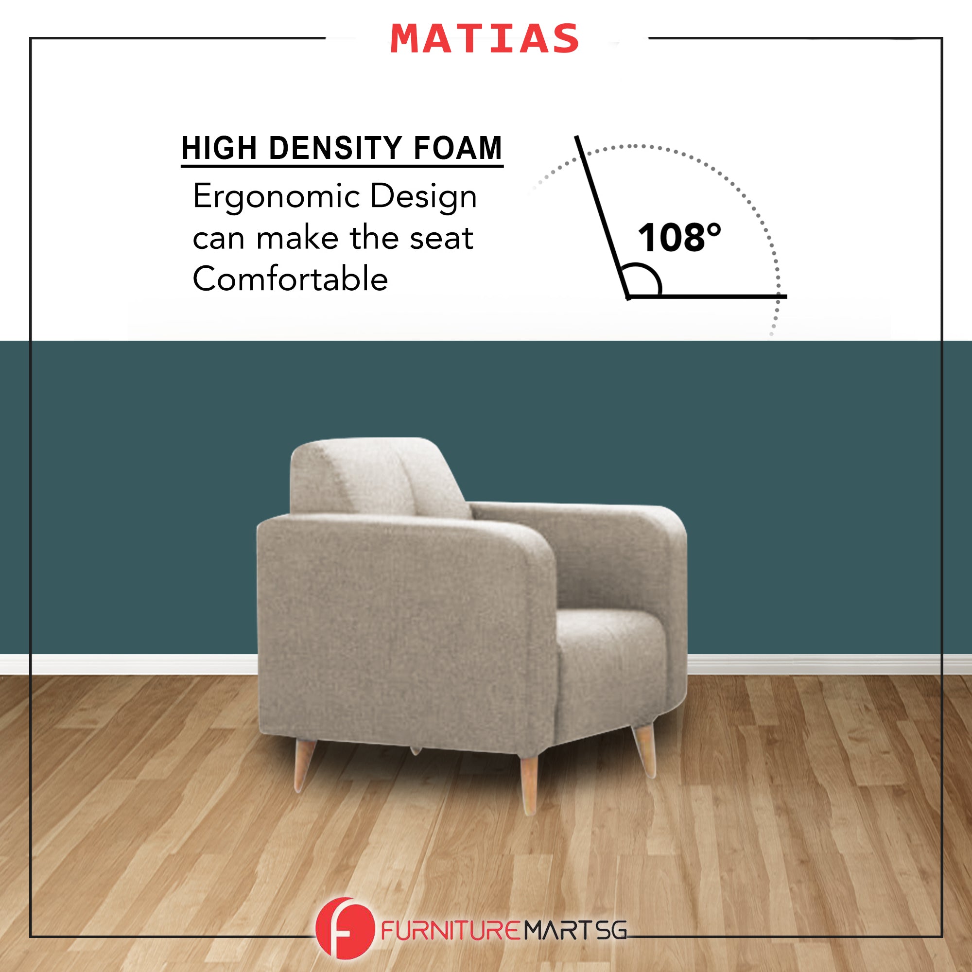 Matias 1/2/3-Seater Sofa with Stool High Density Foam w/ PetFriendly Options