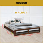 Siara Wooden Bedframe Queen Size In Walnut Colour with Mattress Option - Solid Wood