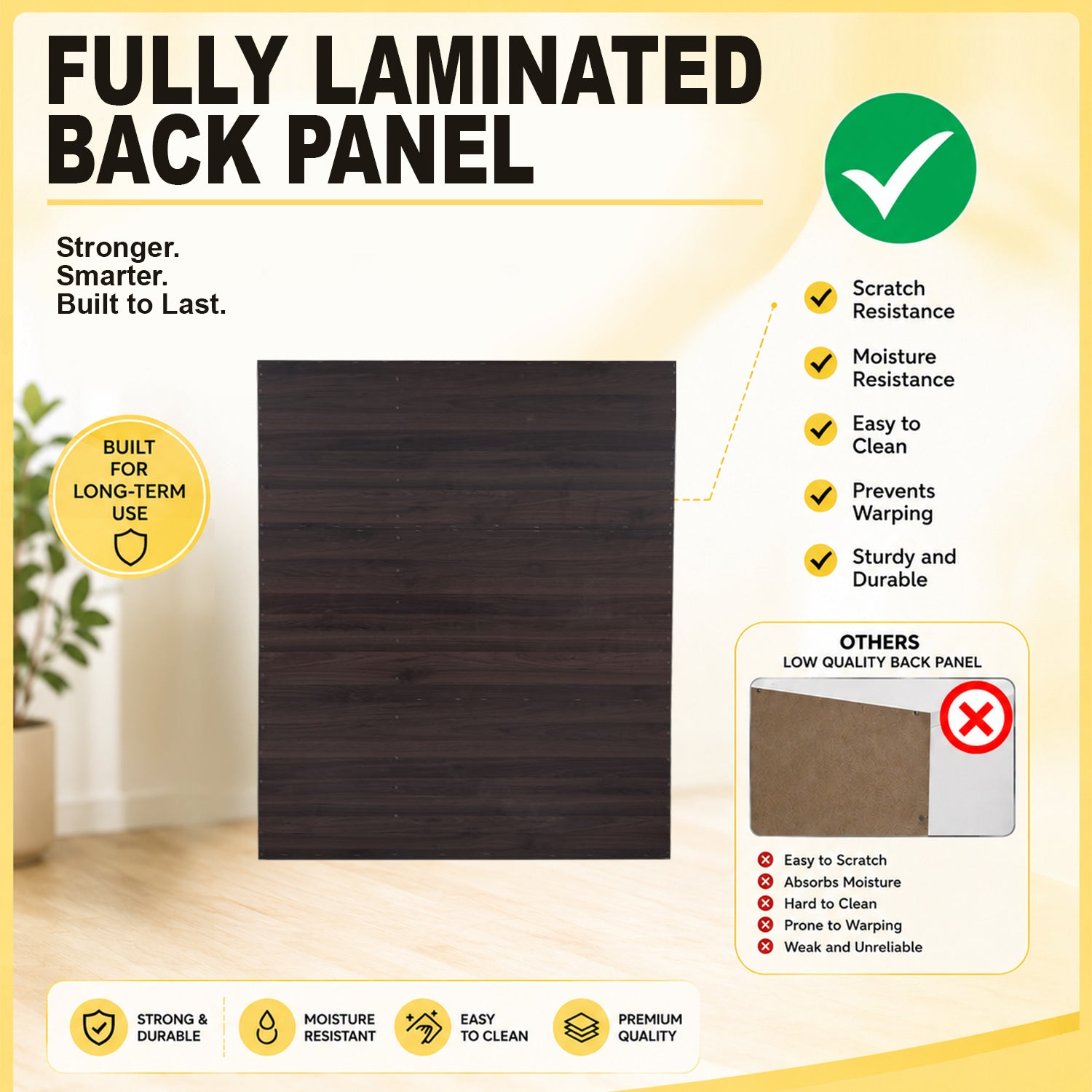 Ganon 3/4 Premium Chest of Drawers CARB-P2 Certified Board Full Laminated Back Panel