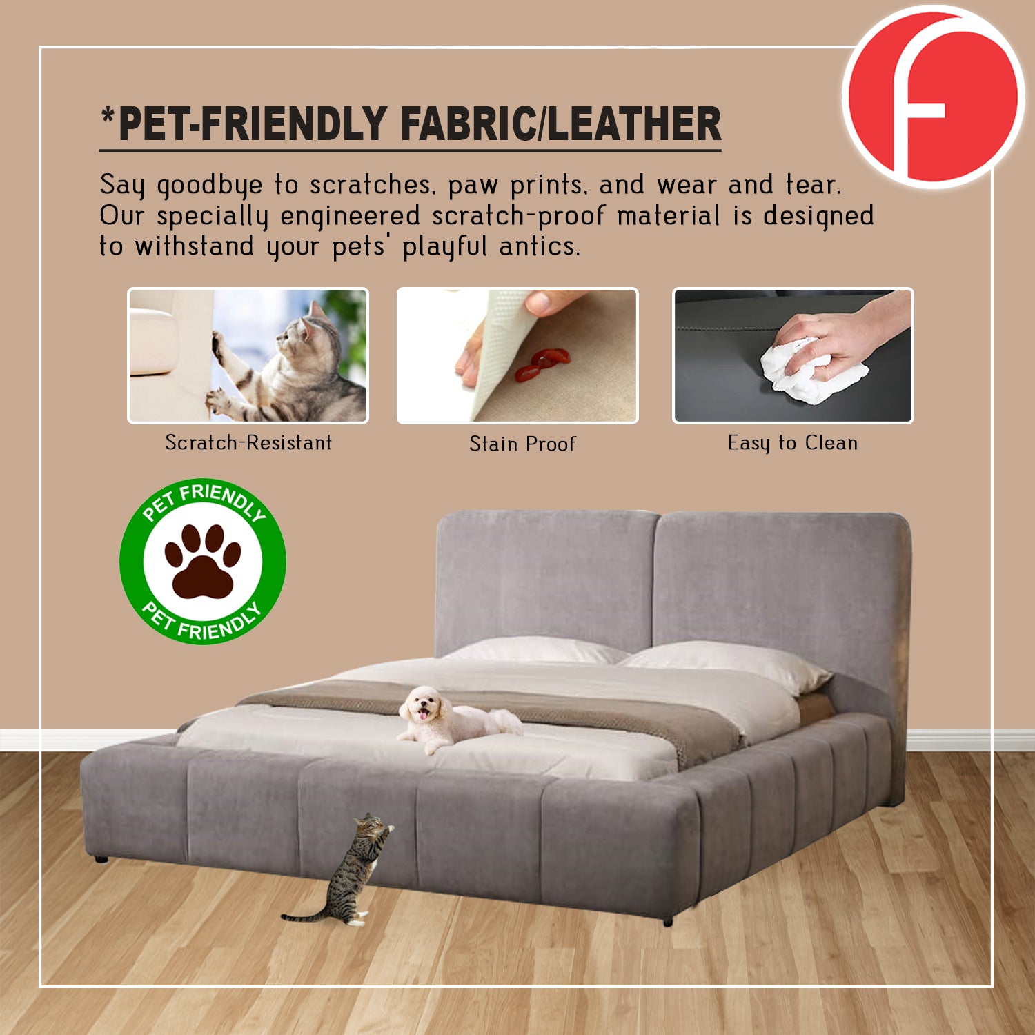 Milly PLatform Bed Frame All Sizes Available - w/ PetFriendly Scratchproof Option