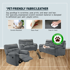 Kevin Recliner Sofa in 34 Colour - w/ PetFriendly Fabric/Leather